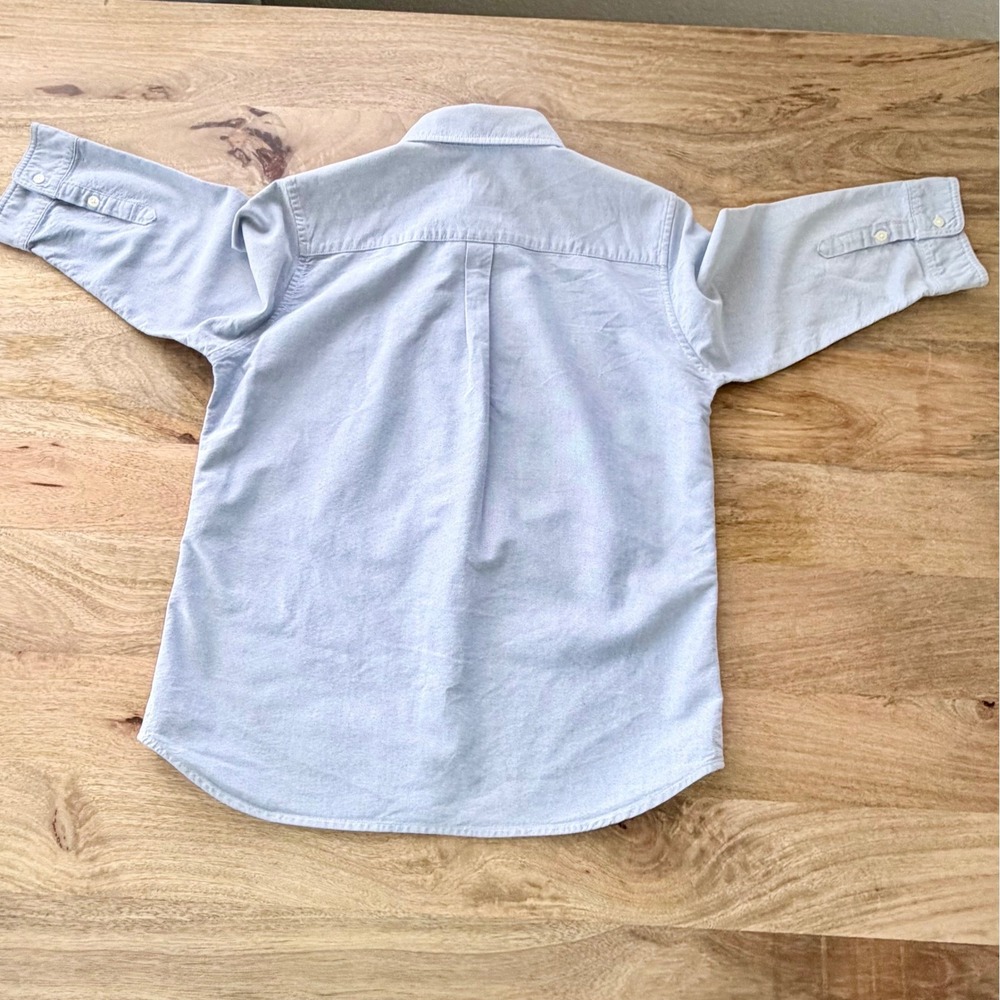 AG Blue Cotton Oxford Slim Fit Button Down Shirt 3/4 Sleeve Old Money EUC Sz L - Picture 10 of 11